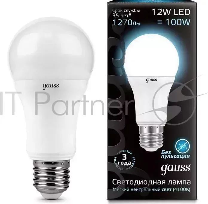 Лампа светодиодная GAUSS LD102502212 A60 globe 12W E27 4100K