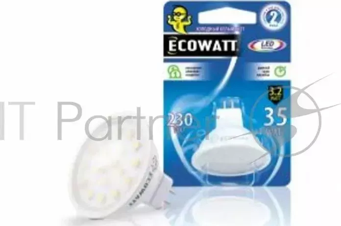 Лампа светодиодная ECOWATT MR16 230В 3.2 35 W 4000K GU5.3 холодный белый свет
