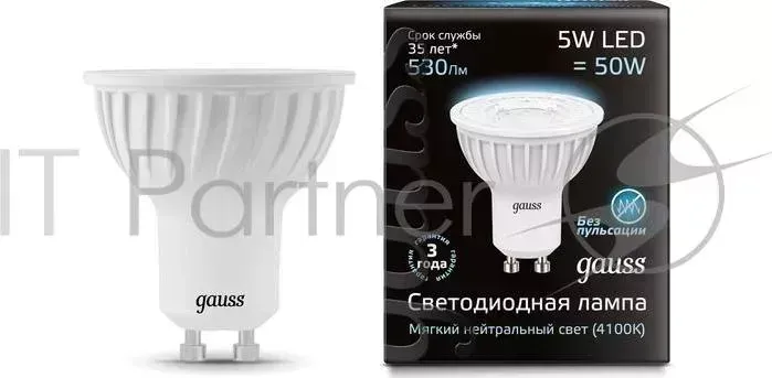 Лампа светодиодная GAUSS 101506205 MR16 GU10 5W 4100K