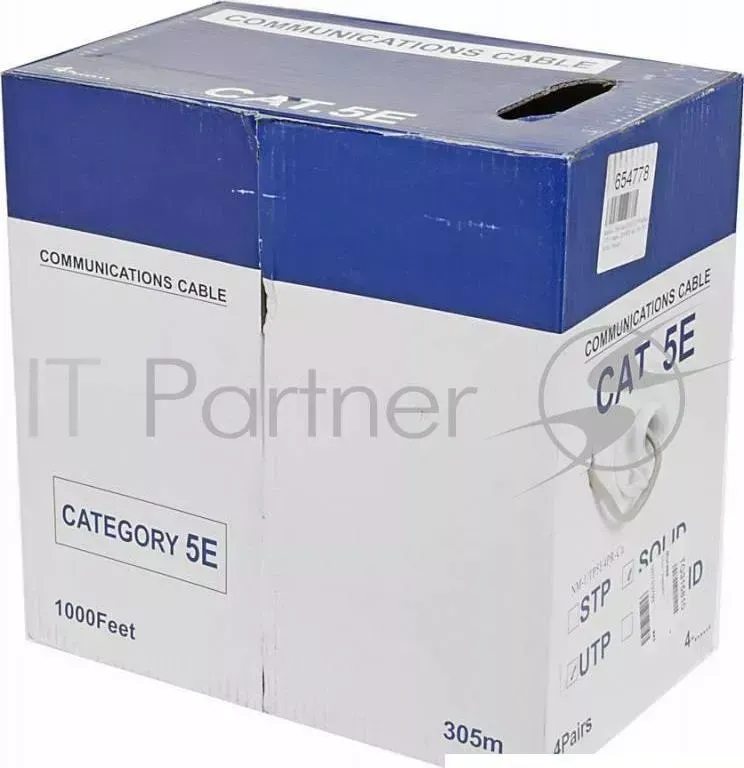 Кабель информационный Lanmaster NM-UTP5E4PR-CU кат.5е U/UTP не экранированный 4X2X25AWG PVC внутренний 305м серый LANMASTER NewMax UTP 4 pairs Cat 5e 24 AWG Grey