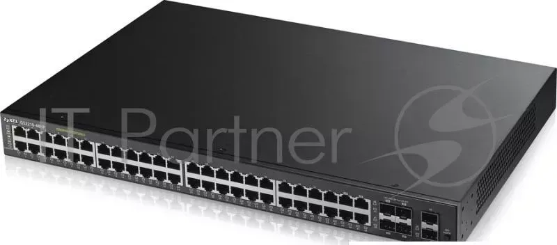 Коммутатор ZyXEL GS2210-48HP Управляемый PoE-коммутатор (375W) Gigabit Ethernet с 48 разъемами RJ-45 из которых 4 совмещены с SFP-слотами и 2 дополнит ZyXEL с 48 4 с и 2