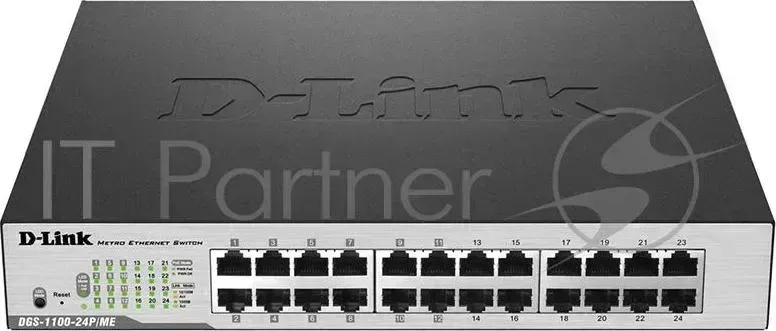 Коммутатор D-LINK Настраиваемый 2 уровня с 24 портами 10/100/1000Base-T (12 портов с поддержкой PoE 802.3af/802.3at (30 Вт), PoE-бюджет 100 Вт)