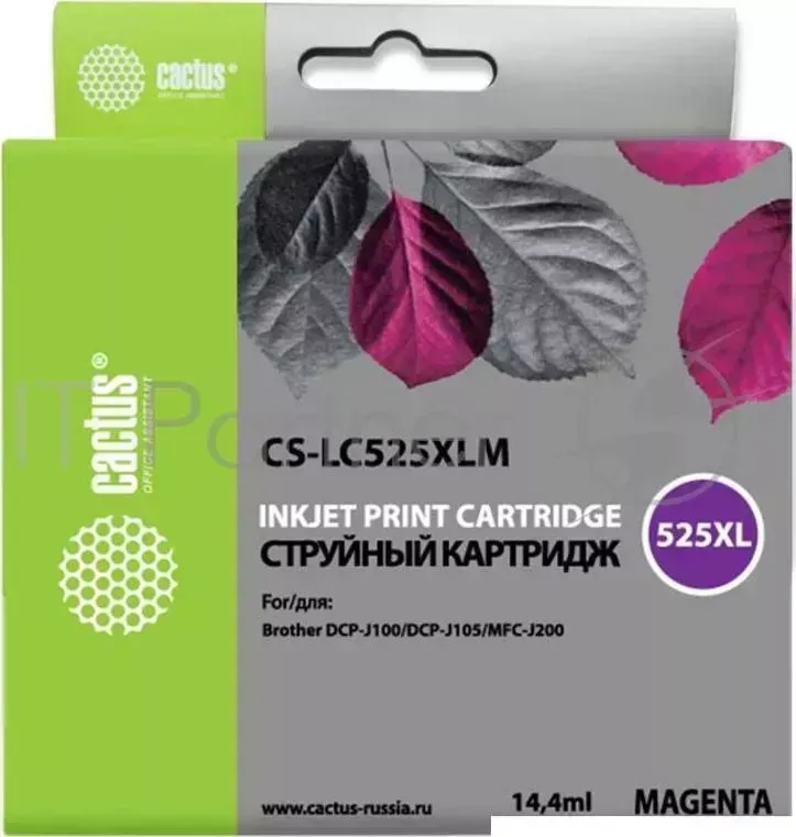 Картридж струйный CACTUS CS LC525XLM пурпурный для Brother DCP J100/J105/J200 16.6мл