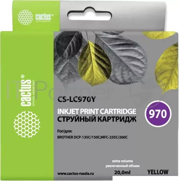Картридж струйный CACTUS CS-LC970Y желтый для Brother DCP-135C/150C/MFC-235C (20ml)