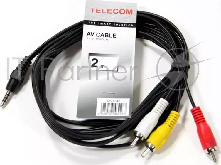 Кабель соединительный 3.5 Jack (M)/3 RCA (M) <TAV4545-2M> Telecom mini mm M 3 "тюльпана", 2.0m, TAV4545 2M