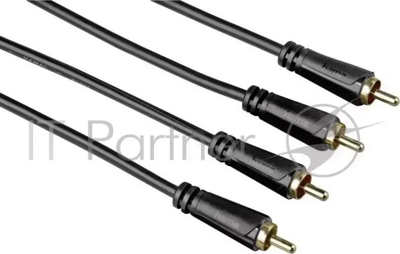 Кабель аудио Hama 2хRCA (m)/2хRCA (m) 3м. Позолоченные контакты черный 3зв (00122283) HAMA /