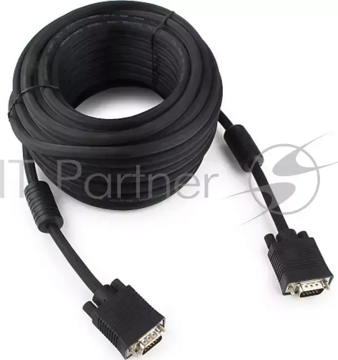 Кабель VGA Premium CABLEXPERT CC PP 15M B, 15M/15M, 15м, черный, тройной экран, феррит.кольца, пакет