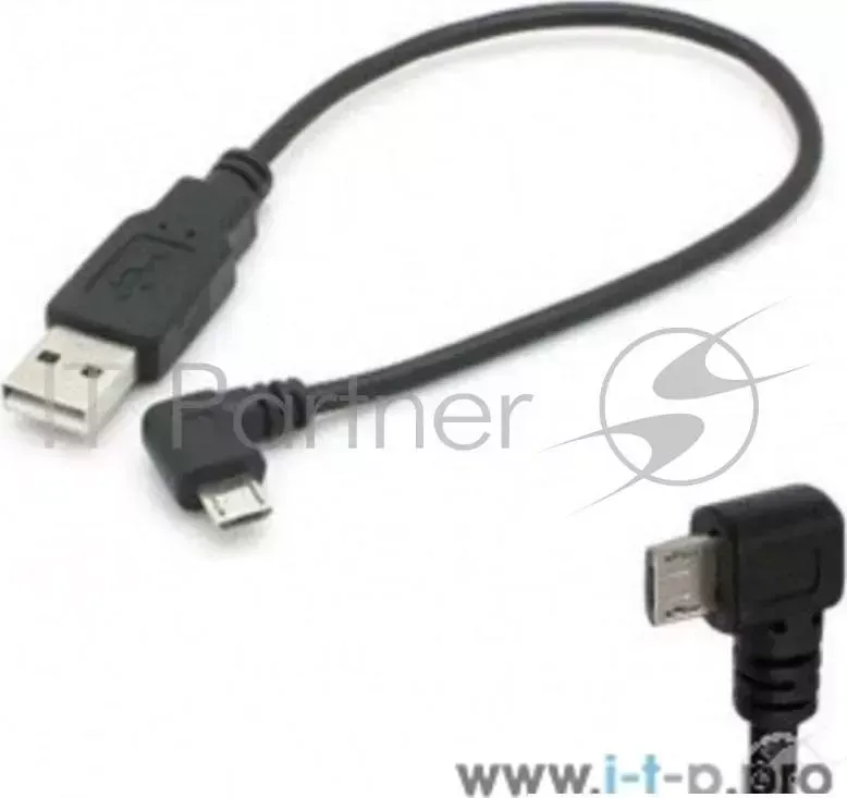 Кабель ORIENT MU-205B2 Micro USB 2.0, Am -> micro-Bm (5pin) угловой, правый поворот 90град, 0.5 м, черный ORIENT Am ->