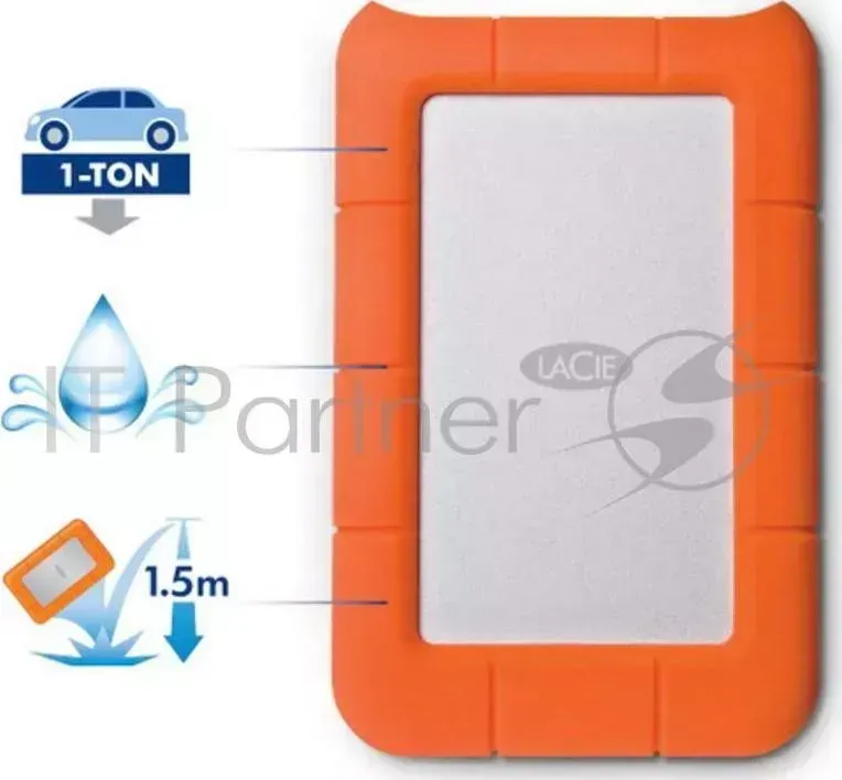 Внешний Жесткий диск Lacie USB 3.0 1Tb LAC301558 Rugged Mini 5400 об/мин 2.5" оранжевый