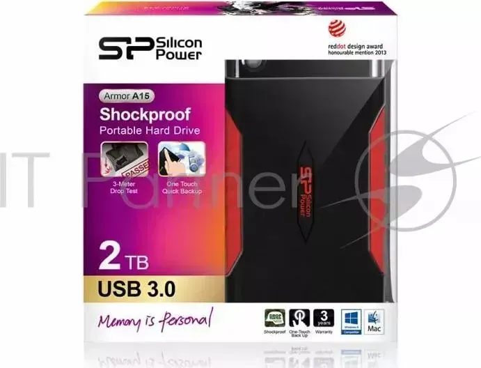 Жесткий диск SILICON POWER USB 3.0 1Tb SP010TBPHDA15S3L Armor 2.5" черный