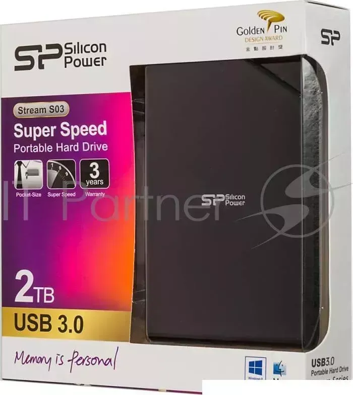 Внешний Жесткий диск SILICON POWER USB 3.0 2Tb S03 Stream 2.5" черный