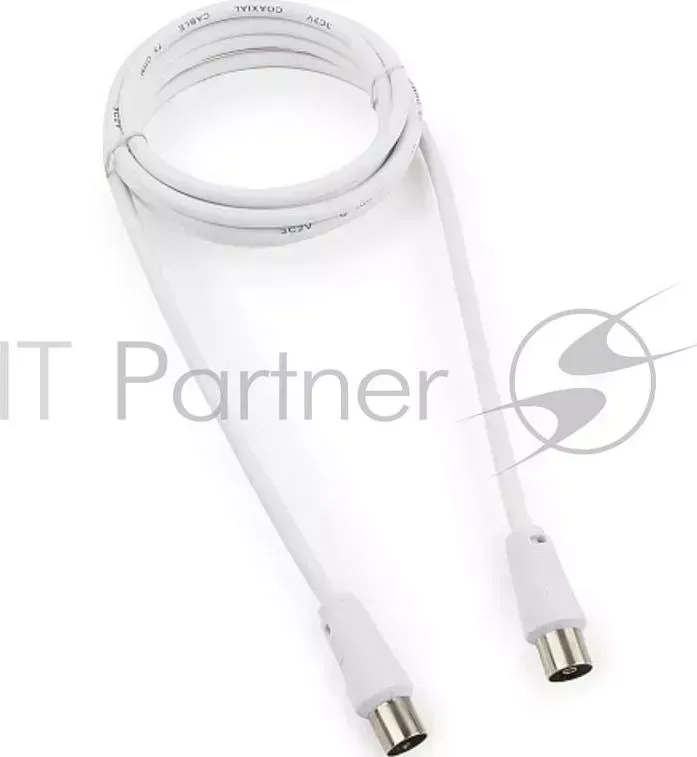 Кабель телевизионный CABLEXPERT CCV 515 W, Coaxial M/F, белый, 1.8м