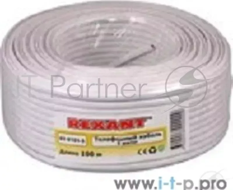 Кабель REXANT (01-5001-3) Кабель телефонный 2 жилы 100м CCA белый (ШТЛП-2) REXANT 2