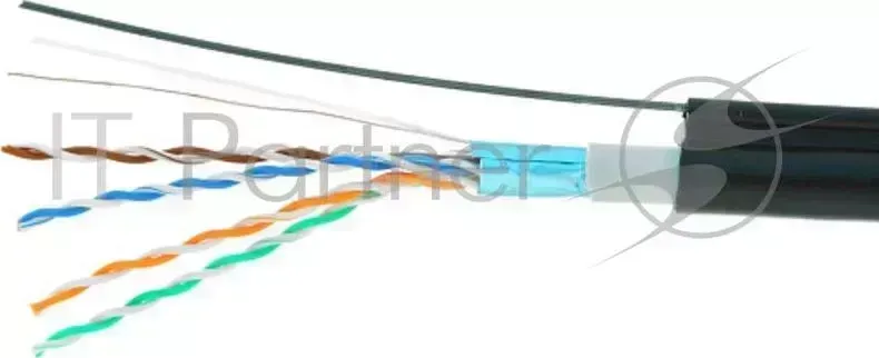 Кабель Cablexpert, FTP5e, 4 пары, 0.52 мм, медь, однож., экран, 305 м, для внешней прокладки с тросом, Fluke Test, черный CABLEXPERT , 4 с тросо