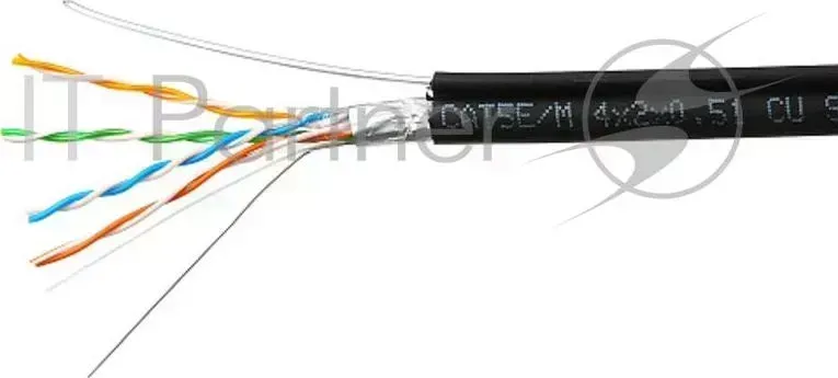 Кабель SkyNet Premium FTP outdoor 4x2x0,51 на тросу, медный, FLUKE TEST, кат.5e, однож., 305 м, на катушке, черный