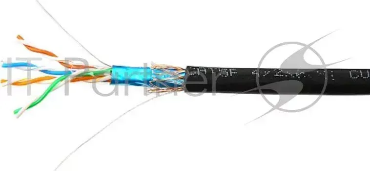 Кабель SkyNet Premium SFTP outdoor 4x2x0,51, медный, FLUKE TEST, кат.5e, однож., 305 м, box, черный, экран оплетка алюминий