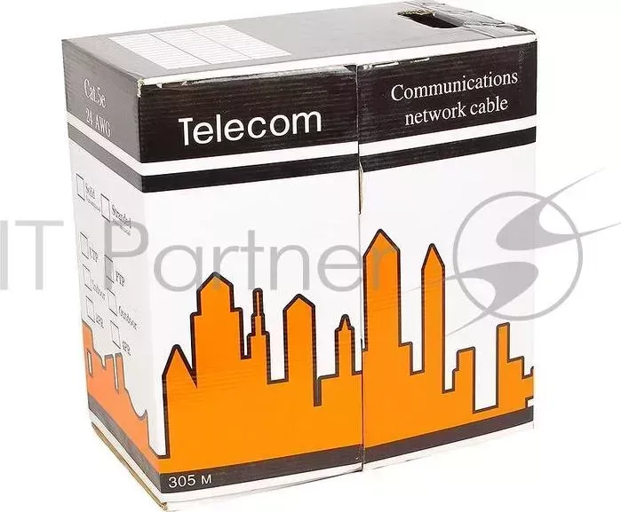 Кабель UTP кат.5е " Telecom "" CCA (бухта 305м) LSZH (огнеупорный, не содержит галогенов) (Омедненный)