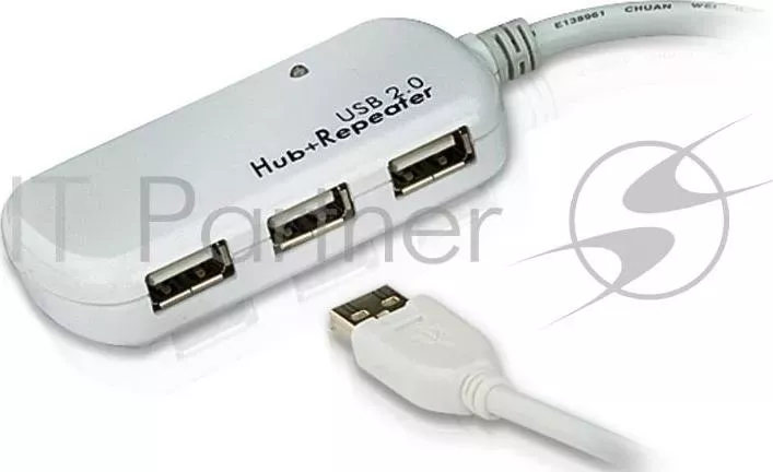 Удлинитель., 4 порта, USB 2.0, питание от шины, некаскадируемый 12 м USB 2.0 4-Port Hub with Extension Cable 12m ATEN ., 4 12 м