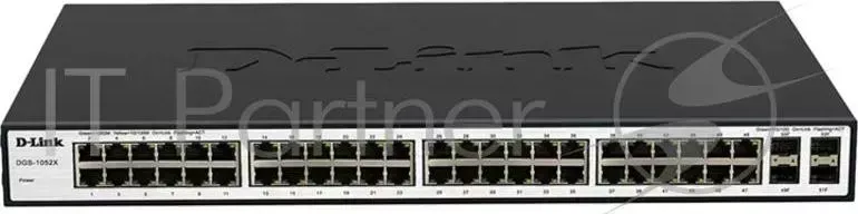 Коммутатор D-LINK D Link DGS 1052X/A1A Неуправляемый с 48 портами 10/100/1000Base T, 4 портами 10GBase X SFP и функцией энергосбережения