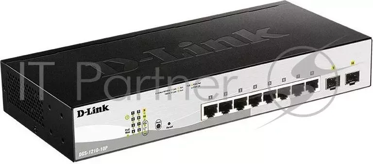 Коммутатор D-LINK DGS-1210-10P/F настраиваемый настольный/19U 8x10/100/1000BASE-T