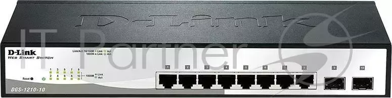 Коммутатор D-LINK DGS-1210-10/F1A настраиваемый настольный 8x10/100/1000BASE-T