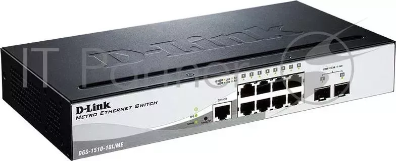 Коммутатор D-LINK DGS-1510-10L/ME/A1A управляемый 19U 8x10/100/1000BASE-T 2x10/100/1000BASE-T/Mini GBIC (SFP)
