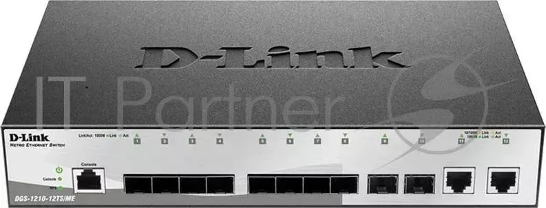 Коммутатор D-LINK Сетевое оборудование D Link DGS 1210 12TS/ME/B1A Управляемый 2 уровня с 10 портами 1000Base X SFP и 2 портами 10/100/1000Base T