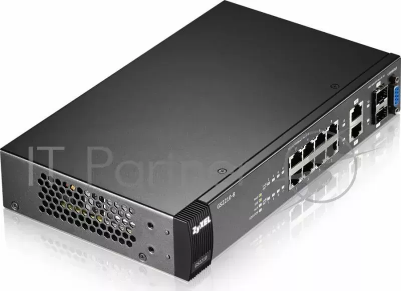 Коммутатор ZyXEL GS2210 8 управляемый настольный/19U 8x10/100/1000BASE T 2x10/100/1000BASE T/Mini GBIC SFP