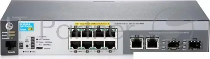 Коммутатор HP 2530-8-PoE+ Switch (J9780A) Managed, L2, 8*10/100 + 2*10/100/1000 or SFP, PoE+ 67W, Fanless design, Rackmount 19” Hewlett-Packard HP 2530 8 PoE 8 x 10/100 2 x SFP or 10/100/1000, virtual stacking, PoE 19" repl. for J9137A