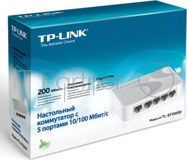 Коммутатор TP-LINK SOHO TL-SF1005D 5-port 10/100M mini Desktop Switch, 5 10/100M RJ45 ports, Plastic case