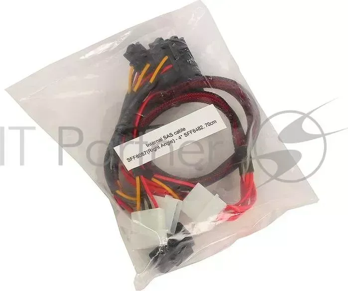 Кабель SAS SFF8087 угловой 4*SFF8482, 70cm SATA36293L12273 разъемы SFF8087 угловой to 4*SFF8482, 70cм.