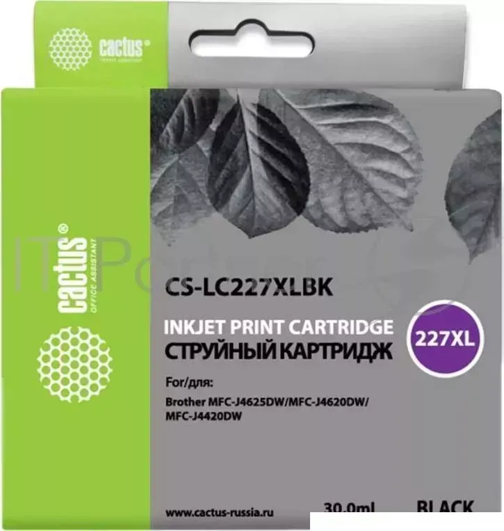 Картридж струйный CACTUS CS LC227XLBK черный для Brother DCP J4120DW/MFC J4420DW/J4620DW 1200стр.