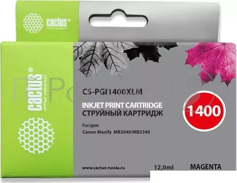 Картридж струйный CACTUS CS PGI1400XLM пурпурный для HP Canon MB2050/MB2350/MB2040/MB2340 11.5мл
