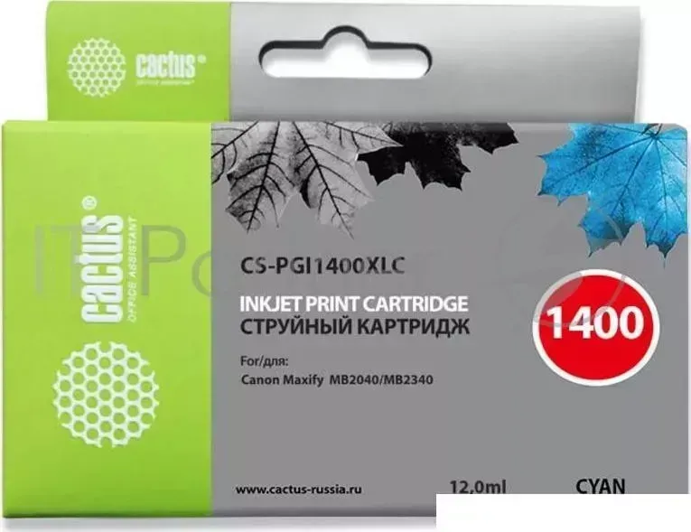 Картридж струйный CACTUS CS PGI1400XLC синий для Canon MB2050/MB2350/MB2040/MB2340 11.5мл
