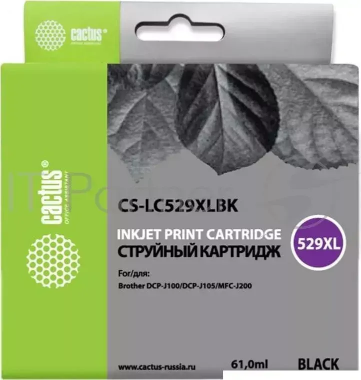 Картридж струйный CACTUS CS LC529XLBK черный для Brother DCP J100/J105/J200 58мл