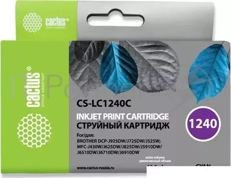 Картридж струйный CACTUS CS LC1240C голубой для Brother MFC J6510/6910DW 12ml
