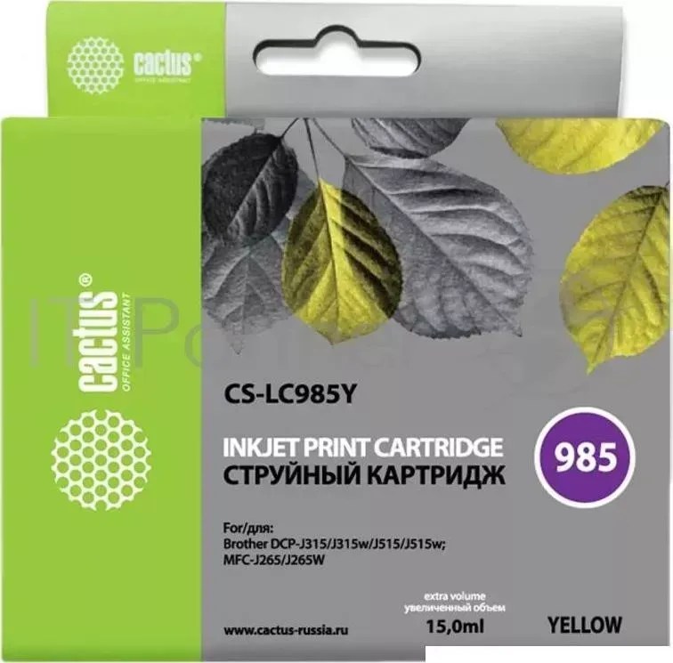 Картридж струйный CACTUS CS LC985Y желтый для Brother DCPJ315W/DCPJ515W 15ml