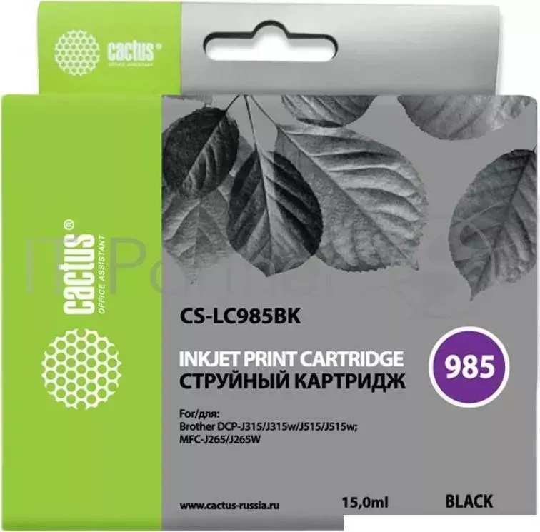 Картридж струйный CACTUS CS-LC985BK черный для Brother DCPJ315W/DCPJ515W (15ml)