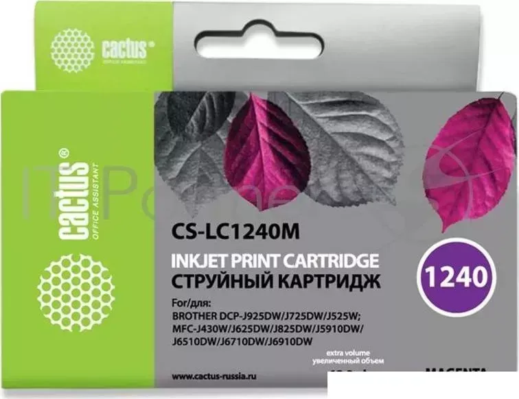 Картридж струйный CACTUS CS LC1240M пурпурный для Brother MFC J6510/6910DW 12ml
