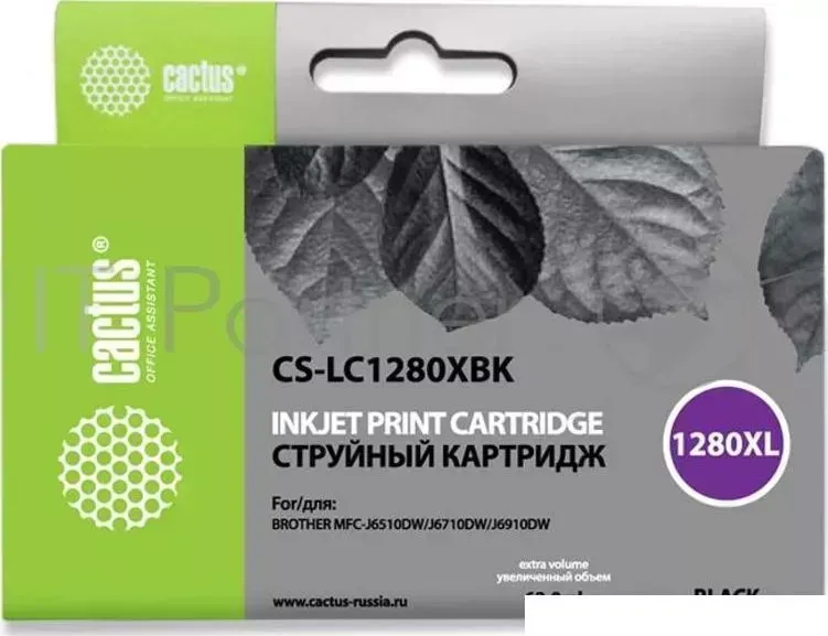 Картридж струйный CACTUS CS LC1280XBK черный для Brother MFC J6510/6910DW 62ml