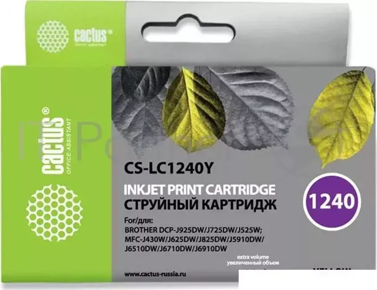 Картридж струйный CACTUS CS LC1240Y желтый для Brother MFC J6510/6910DW 12ml