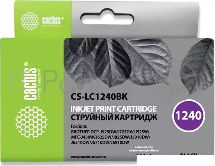 Картридж струйный CACTUS CS LC1240BK черный для Brother MFC J6510/6910DW