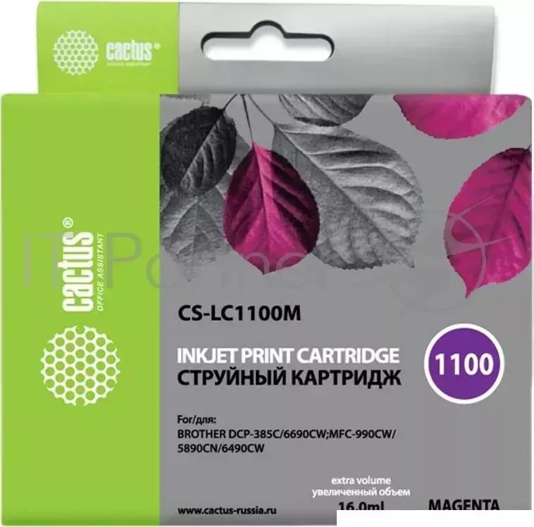 Картридж струйный CACTUS CS LC1100M пурпурный для Brother DCP 385c/6690cw MFC 990/5890/5895 16ml