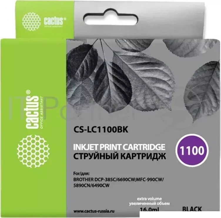 Картридж струйный CACTUS CS LC1100BK черный для Brother DCP 385c/6690cw/MFC 990/5890 16ml