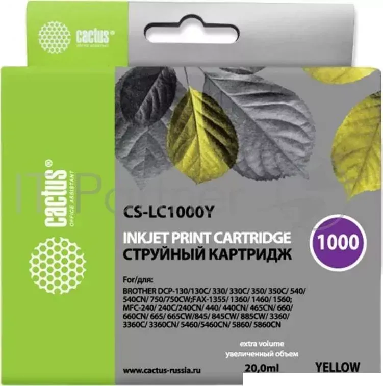 Картридж струйный CACTUS CS LC1000Y желтый для Brother DCP 130C/ 330С, MFC 240C/ 5460CN 20ml