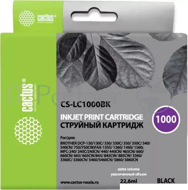 Картридж струйный CACTUS CS LC1000BK черный для Brother DCP 130C/ 330С, MFC 240C/ 5460CN 22,6ml