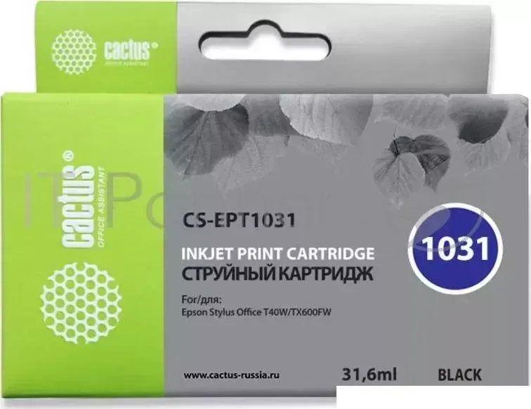 Картридж струйный CACTUS CS EPT1031 черный для Epson Stylus Office T40/T40w/TX600/TX600fw 31,6ml
