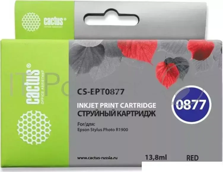 Картридж струйный CACTUS CS EPT0877 красный для Epson Stylus Photo R1900 13,8ml