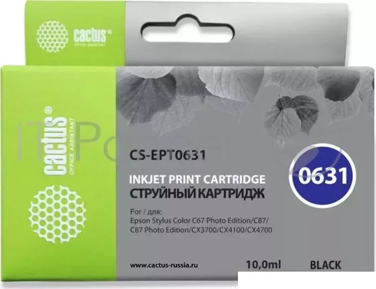 Картридж струйный CACTUS CS EPT0631 черный для Epson Stylus C67 Series/ C87 Series/ CX37000 10ml