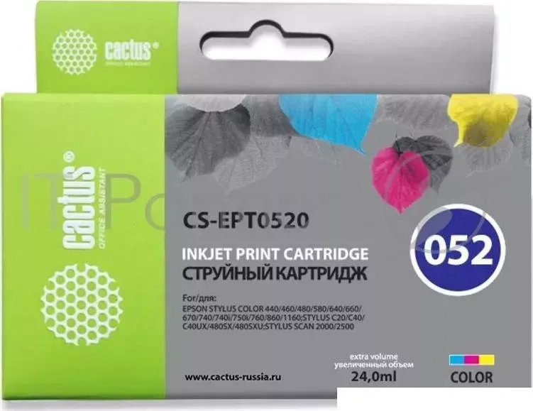 Картридж струйный CACTUS CS EPT0520 цветной для Epson Stylus Color 400/ 440/ 460/ 600/ 640 8*3ml